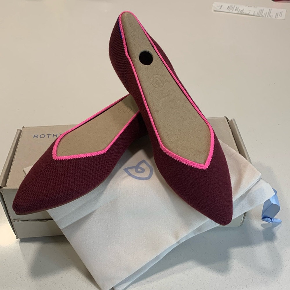 Rothy's The OG Merino Collection Currant The Point w/full Vibram Soles